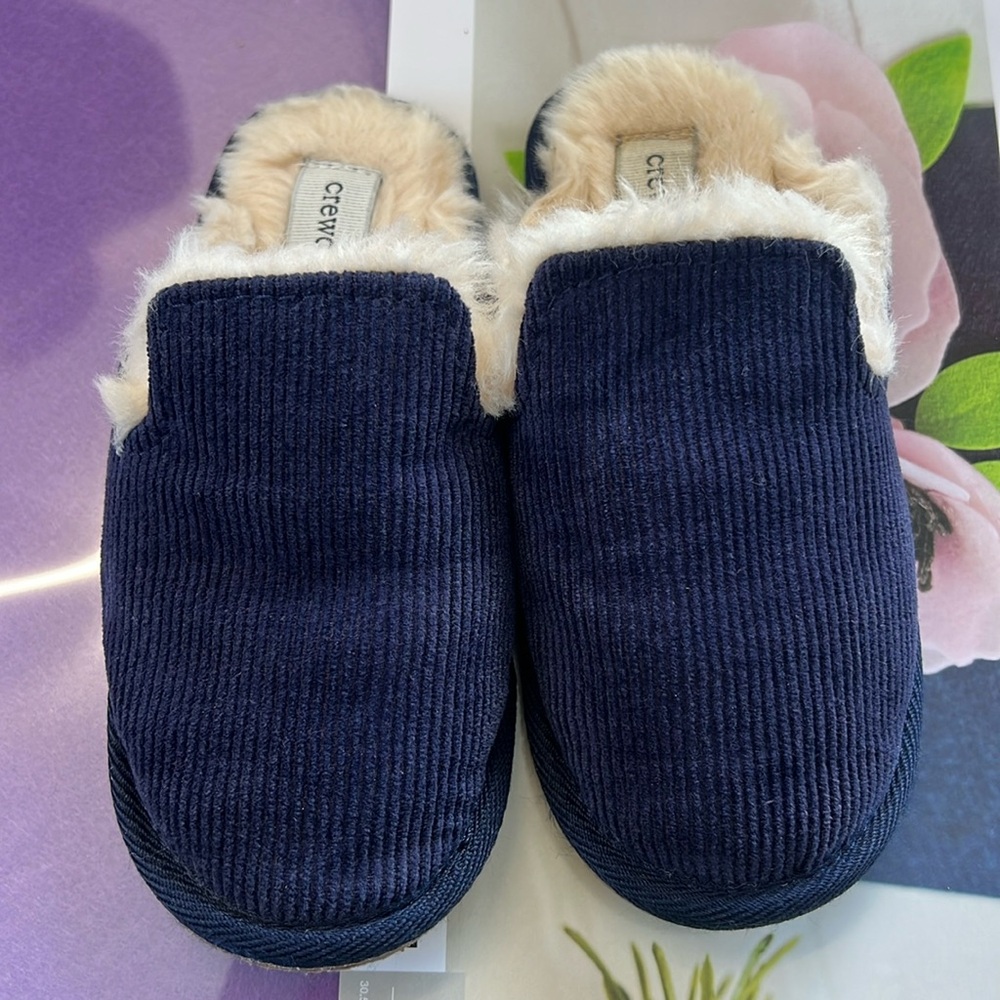 Crewcuts Blue Corduroy Slip On Slippers